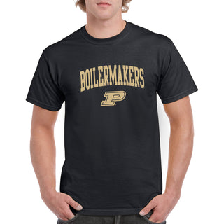 Purdue University Boilermakers Mascot Arch Logo Short Sleeve T Shirt - Black