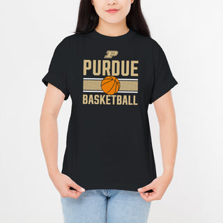 Purdue University Boilermakers Basketball Mesh Basic Cotton Short Sleeve T Shirt - Black