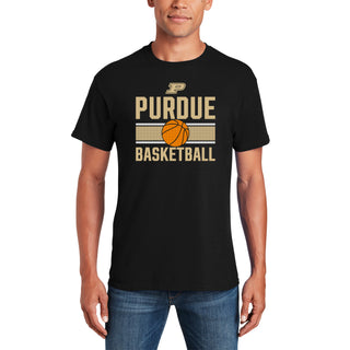 Purdue University Boilermakers Basketball Mesh Basic Cotton Short Sleeve T Shirt - Black