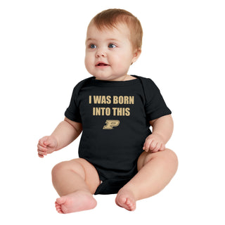 Purdue Boilermakers Born Into This Infant Creeper Bodysuit - Black