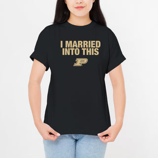 Purdue University Boilermakers I Married Into This Short Sleeve T-Shirt - Black