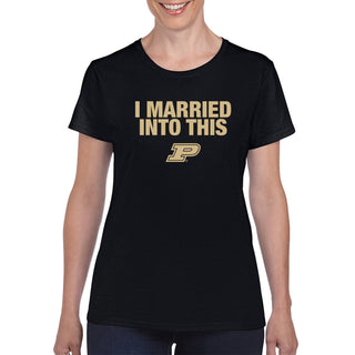 Purdue University Boilermakers I Married Into This Womens Short Sleeve T-Shirt - Black