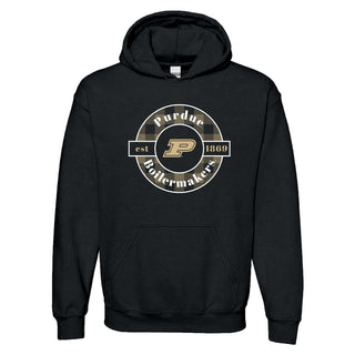 Purdue Plaid Circle Hoodie - Black