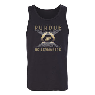 Purdue Boilermakers Vaporwave Grid Tank Top - Black