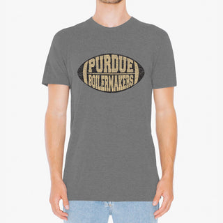 Purdue University Boilermakers Faded Block Football Short Sleeve T Shirt - Premium Heather