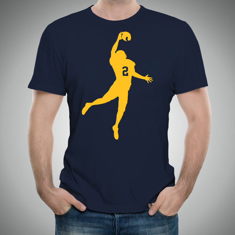 Charles Woodson The Pick Michigan Basic Cotton Short Sleeve T Shirt - Navy