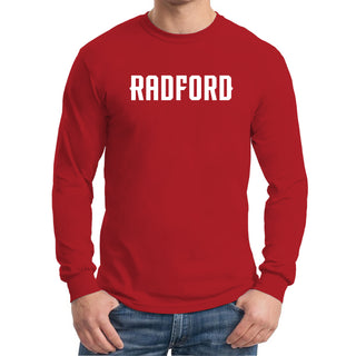 Radford University Highlanders Basic Block Cotton Long Sleeve T Shirt - Red