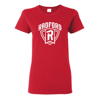 Radford University Highlanders Arch Logo Basic Cotton Short Sleeve Womens T Shirt - Red