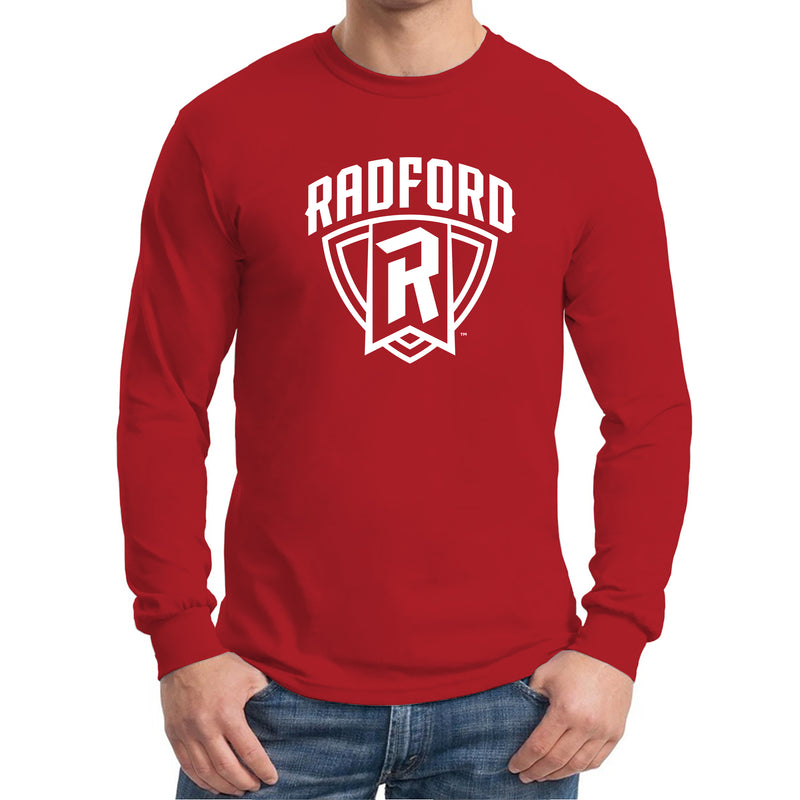 Radford University Highlanders Arch Logo Basic Cotton Long Sleeve T Shirt - Red