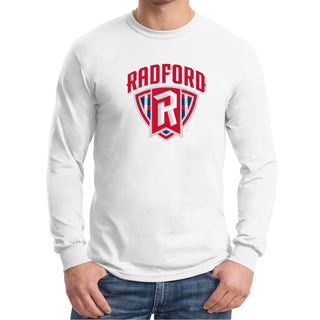 Radford University Highlanders Arch Logo Basic Cotton Long Sleeve T Shirt - White