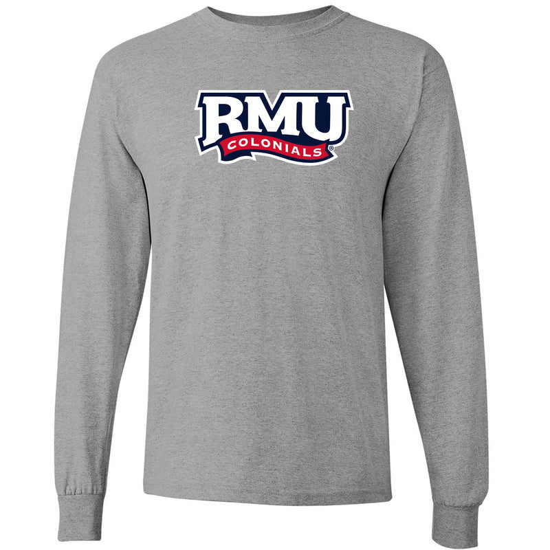 Robert Morris University Colonials Primary Long Sleeve T Shirt - Sport Grey