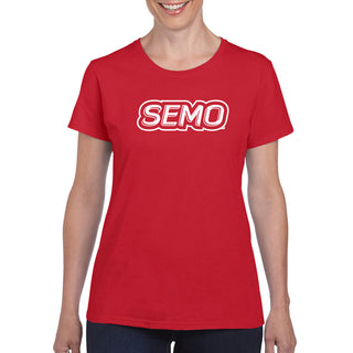 Southeast Missouri State University Redhawks Basic Block Womens Short Sleeve T-Shirt - Red