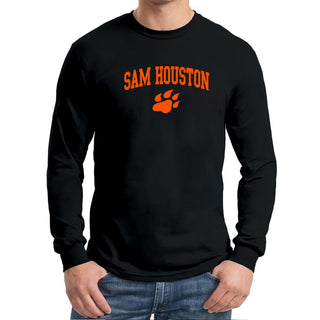 Sam Houston State University Bearkats Arch Logo Long Sleeve T Shirt - Black