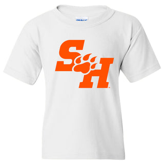 Sam Houston State University Bearkats Primary Logo Short Sleeve Youth T Shirt - White