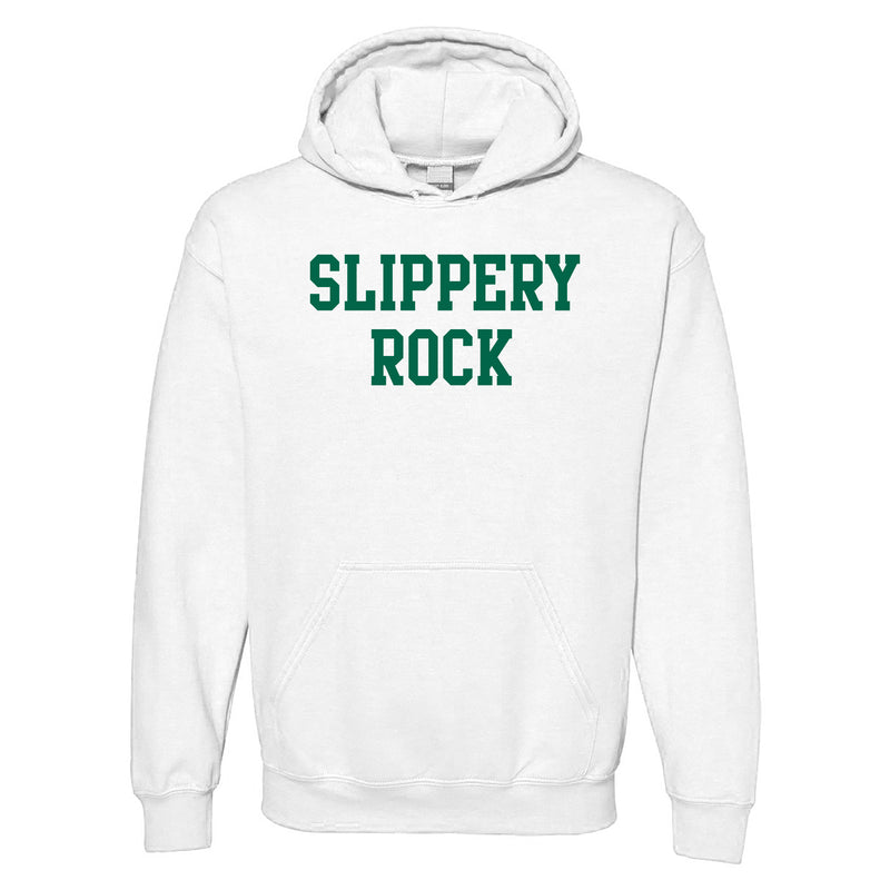 Slippery Rock University The Rock Basic Block Hoodie - White