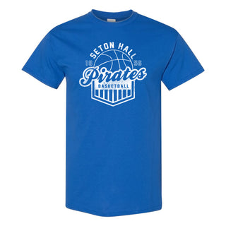 Seton Hall University Pirates Vintage Basketball Shield Short Sleeve T Shirt - Royal