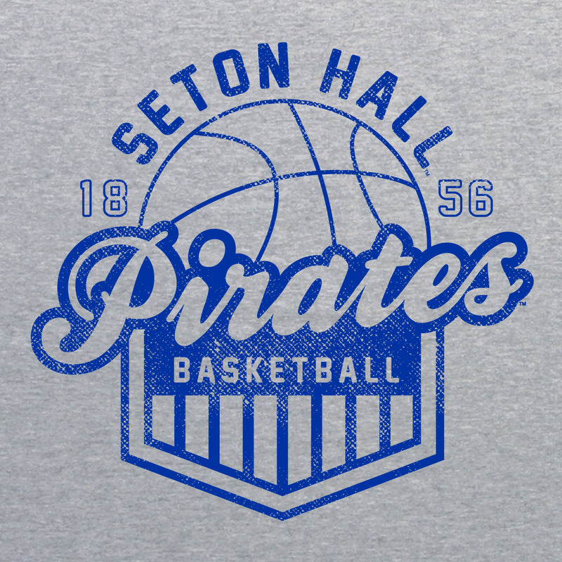 Seton Hall University Pirates Vintage Basketball Shield Short Sleeve T Shirt - Sport Grey