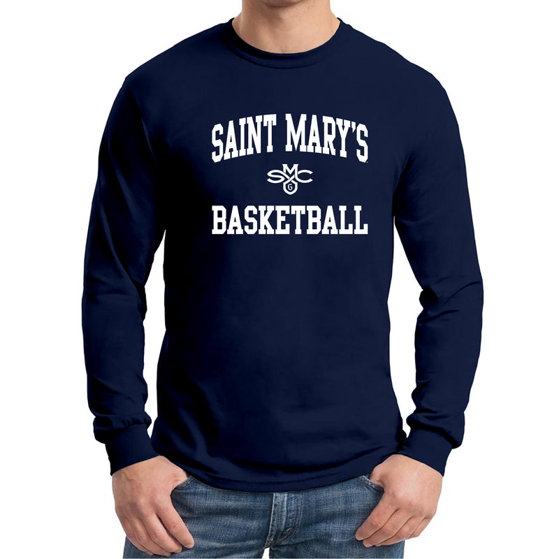 Saint Mary's College Gaels Arch Logo Basketball Long Sleeve T Shirt - Navy