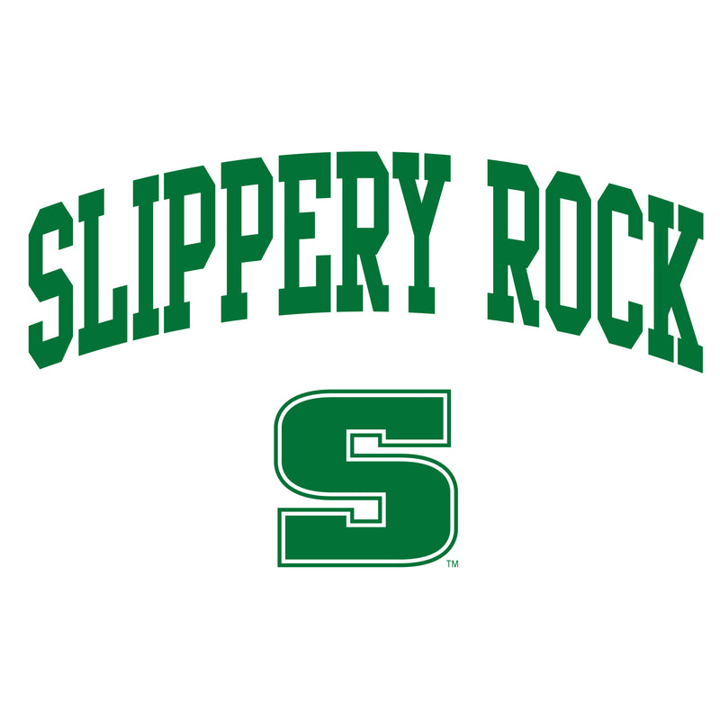 Slippery Rock University The Rock Arch Logo Long Sleeve T Shirt - White