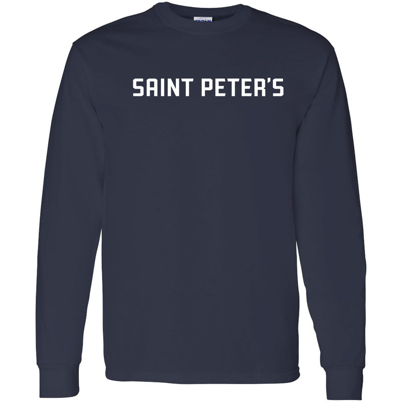 Saint Peter's University Peacocks Basic Block Long Sleeve T Shirt - Navy