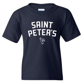 Saint Peter's University Peacocks Arch Logo Youth T-Shirt - Navy