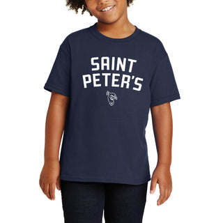 Saint Peter's University Peacocks Arch Logo Youth T-Shirt - Navy