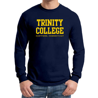 Trinity College Bantams Basic Block Cotton Long Sleeve T Shirt - Navy