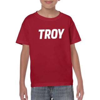 Troy University Trojans Basic Block Cotton Youth T-Shirt - Cardinal