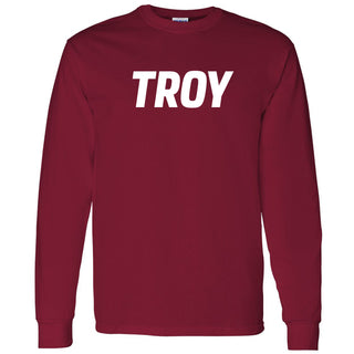 Troy University Trojans Basic Block Cotton Long Sleeve T-Shirt - Cardinal