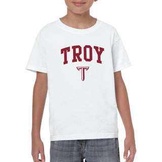 Troy University Trojans Arch Logo Cotton Youth T-Shirt - White