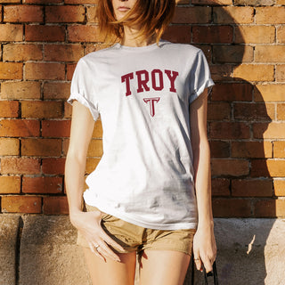 Troy University Trojans Arch Logo Cotton T-Shirt - White