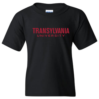 Transylvania University Pioneers Basic Block Youth Short Sleeve T Shirt - Black