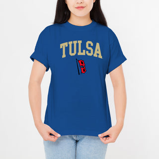 University of Tulsa Golden Hurricanes Arch Logo Cotton T-Shirt - Royal