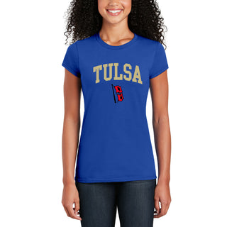 University of Tulsa Golden Hurricanes Arch Logo Cotton Womens T-Shirt - Royal