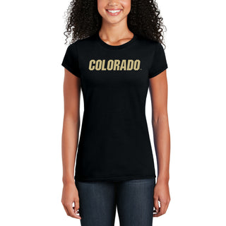 University of Colorado Buffaloes Basic Block Women's T Shirt - Black