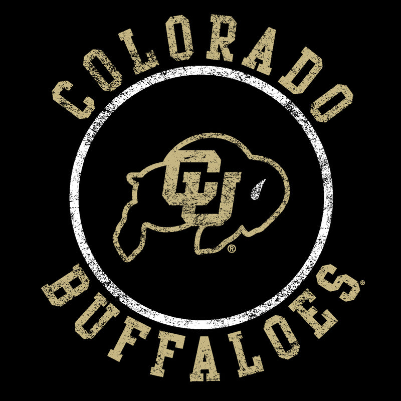 University of Colorado Buffaloes Distressed Circle Logo T Shirt - Black