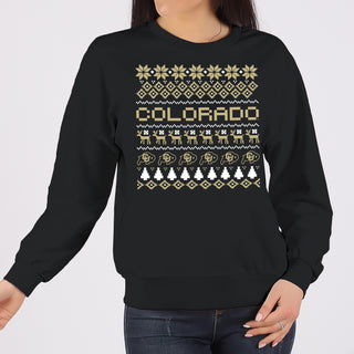 University of Colorado Buffaloes Holiday Ugly Sweater Crewneck Sweatshirt - Black