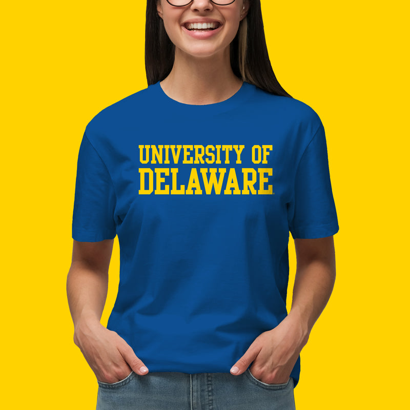 Delaware Blue Hens Basic Block T Shirt - Royal