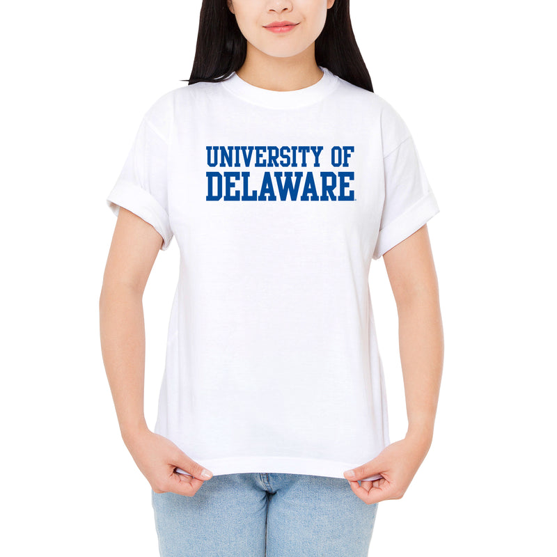 Delaware Blue Hens Basic Block T Shirt - White