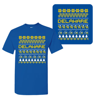 Delaware Blue Hens Holiday Ugly Sweater T Shirt - Royal