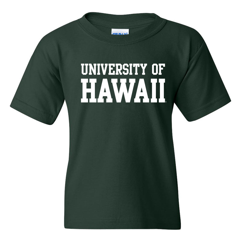 University of Hawaii Rainbow Warriors Basic Block Cotton Youth T-Shirt - Forest