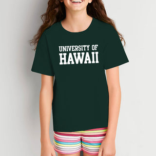 University of Hawaii Rainbow Warriors Basic Block Cotton Youth T-Shirt - Forest