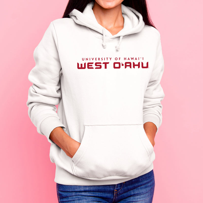 Hawaii West Oahu Pueo Basic Block Hoodie - White