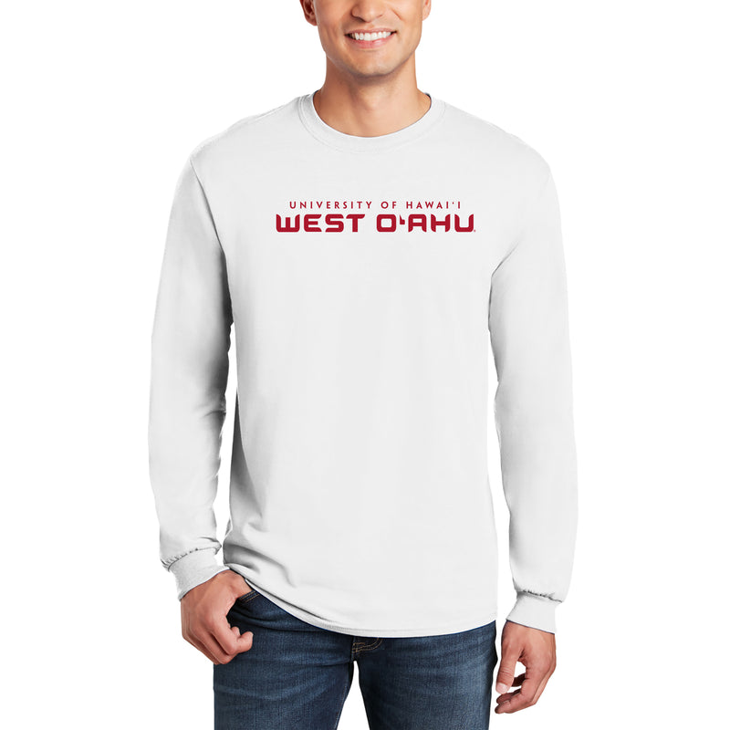 Hawaii West Oahu Pueo Basic Block Long Sleeve T Shirt - White