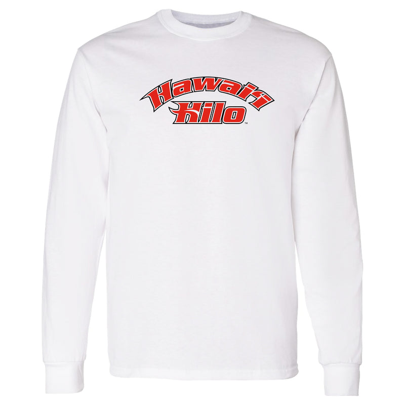 Hawaii Hilo Vulcans Arch Logo Long Sleeve T Shirt - White