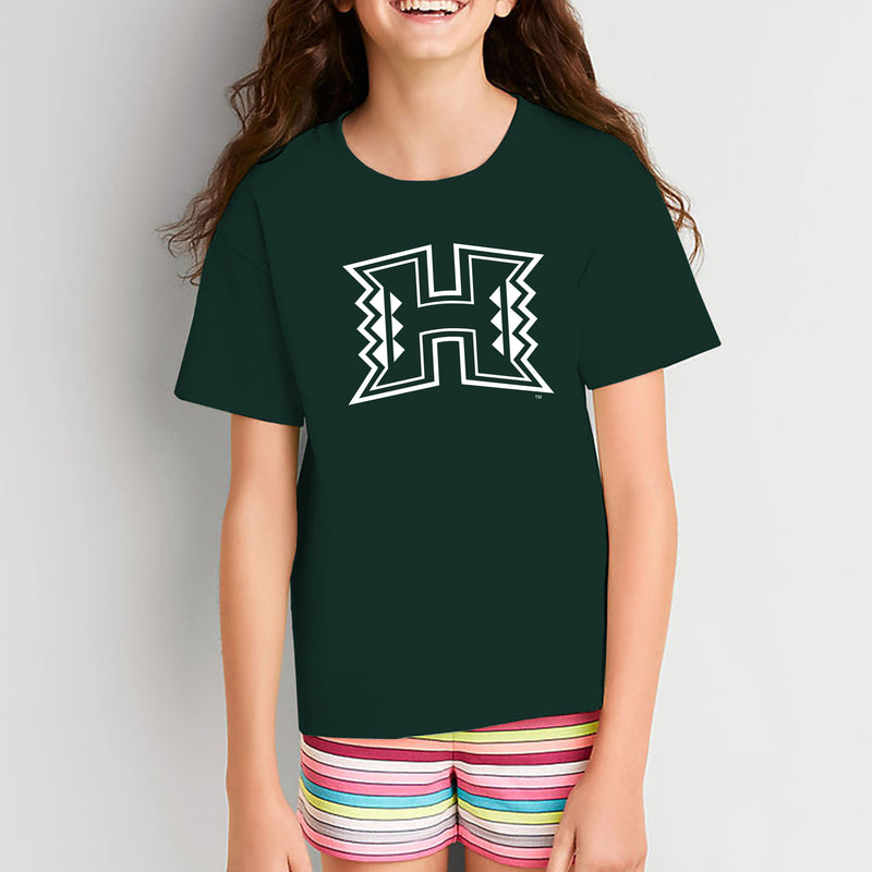 University of Hawaii Rainbow Warriors Primary Logo Cotton Youth T-Shirt - Forest