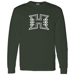 University of Hawaii Rainbow Warriors Primary Logo Cotton Long Sleeve T-Shirt - Forest