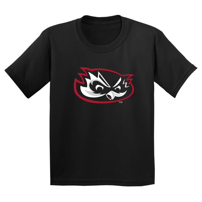 Hawaii West Oahu Pueo Primary Logo Youth T Shirt - Black