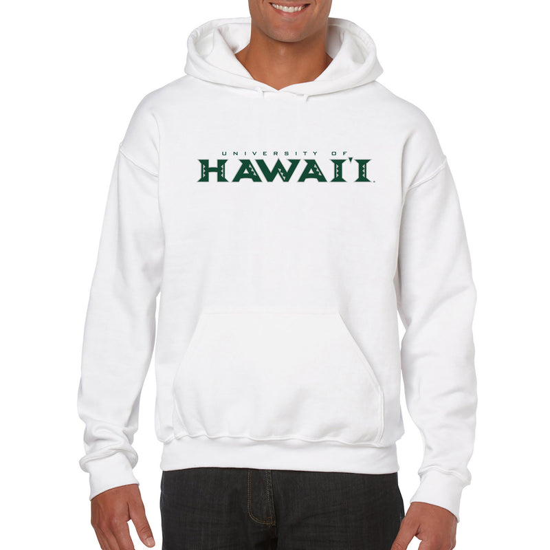 University of Hawaii Rainbow Warriors Front and Back Print Cotton Hoodie - White