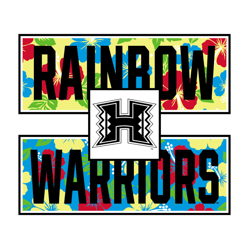 University of Hawaii Rainbow Warriors Hibiscus Pattern Blocks Cotton T-Shirt - White